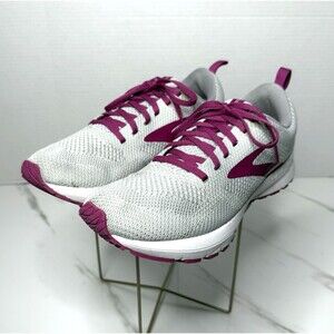Brooks Revel 5 Women's Grey/White/Baton Rouge Mesh Sleek Low Top Sneakers 9.5 M